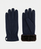 Cashmere & Mink Trim Gloves- Navy Blue