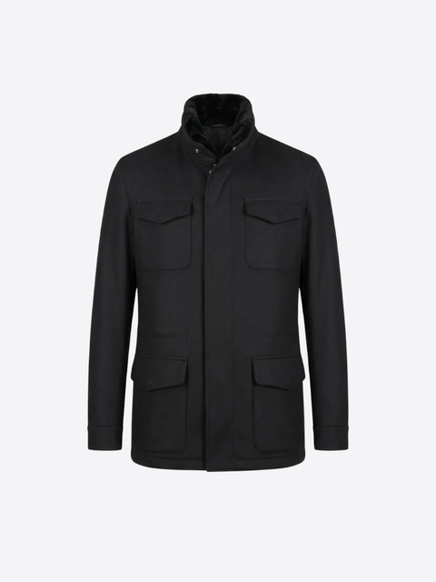 Cashmere & Mink 3/4 Coat- Black